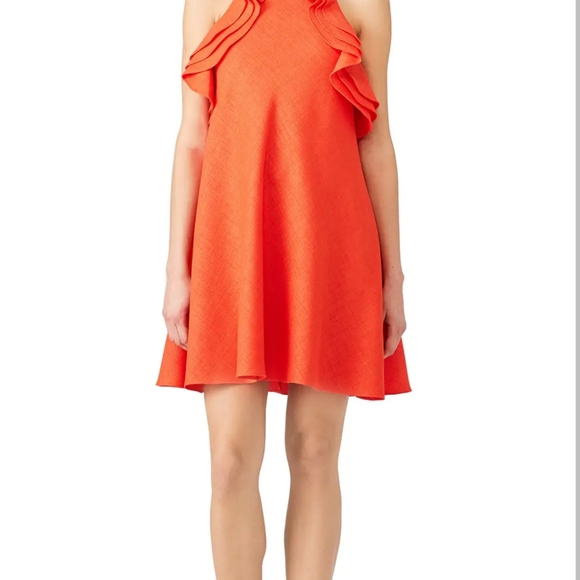 Trendy Linen Orange Badgley Mischka dress - Picture 2 of 10